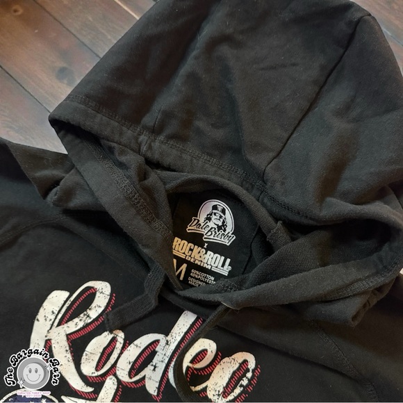Dale Brisby Rodeo Time Black Pullover Hoodie Western Rock & Roll Denim NWOT (M) - Picture 3 of 5